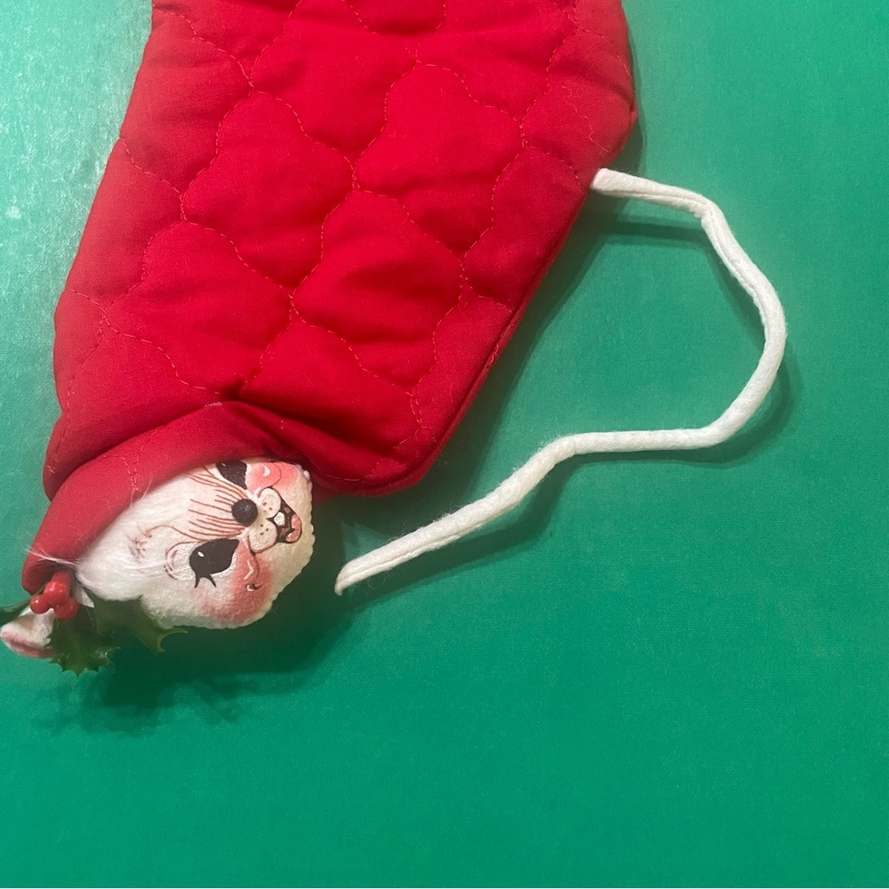 Vintage Annalee 1994 Christmas Stocking Mouse Red Quilted Holidays. Pre-owned. - Picture 9 of 10